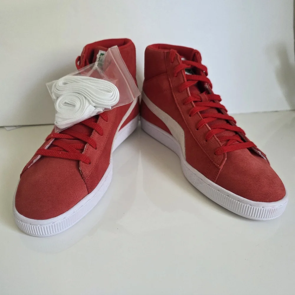 Puma Suede Mid 21 High Risk Red Sneakers Men's Size 12